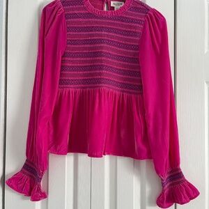 Anthropologie Allison New York Julie Velvet Smocked LS NWT Boho babydoll feminin